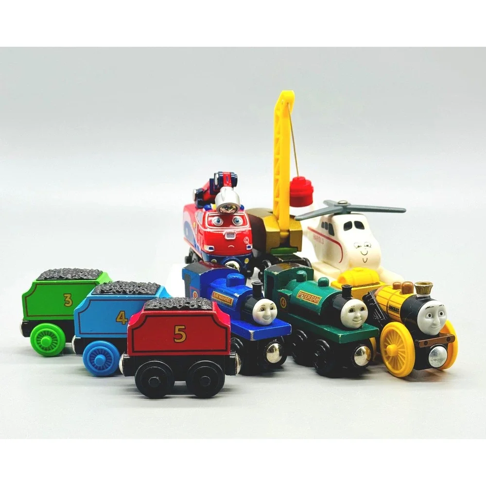 Thomas and Friends Wooden Train Tenders Harold Sir Handel Peter Sam Lot of 9